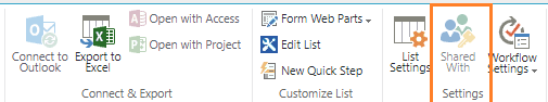 disable the "Shared With" button from the SharePoint List Ribbon