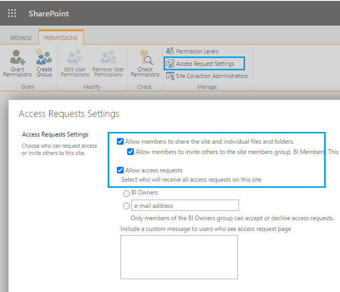 disallow access request in SharePoint online