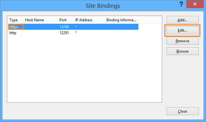 edit iis bindings