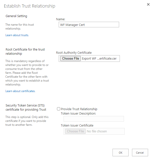 establish trusted relationship in sharepoint