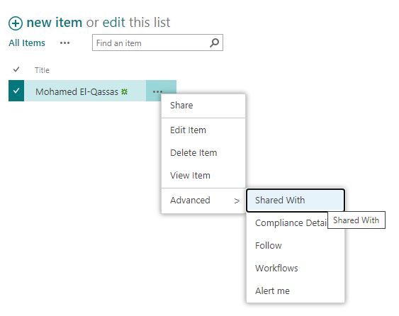 hide shared with menu item in SharePoint Online