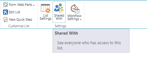 shared with ribbon button in SharePoint Online 