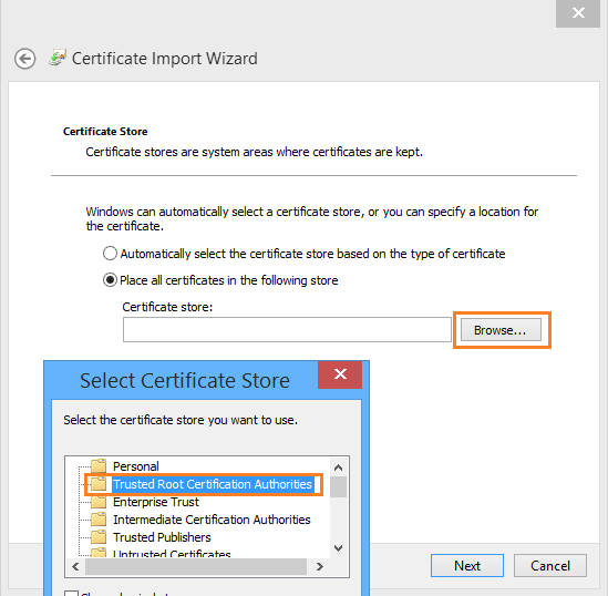 install ssl certificate on sharepoint trusted root