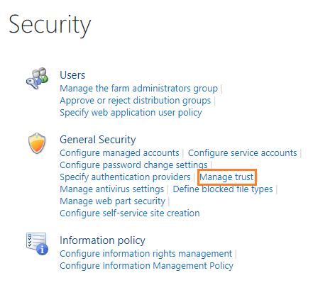 manage trust in SharePoint