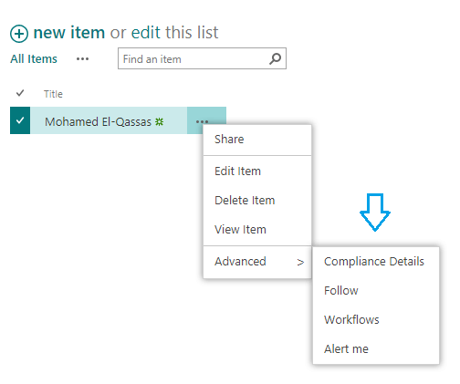 remove shared with menu item in SharePoint 2019