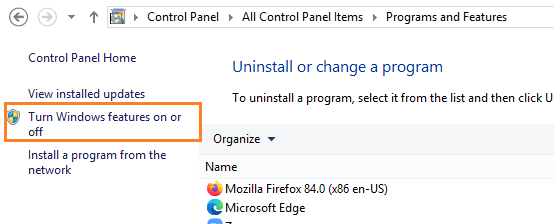 turn on Named Pipe Activation in windows 10