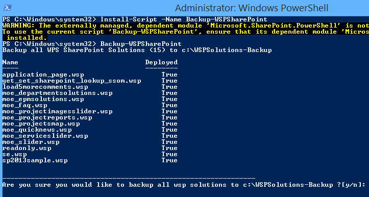 Backup-WSPSharePoint