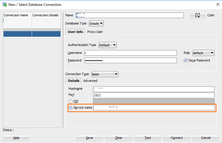 configure the service name in TNSNames.ora file in Oracle