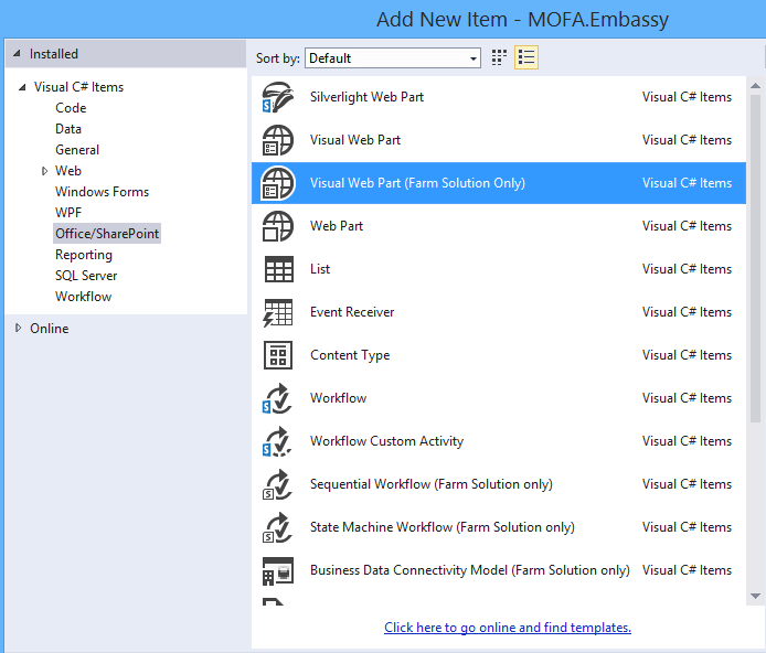 custom property in Visual WebPart Farm Solution Only