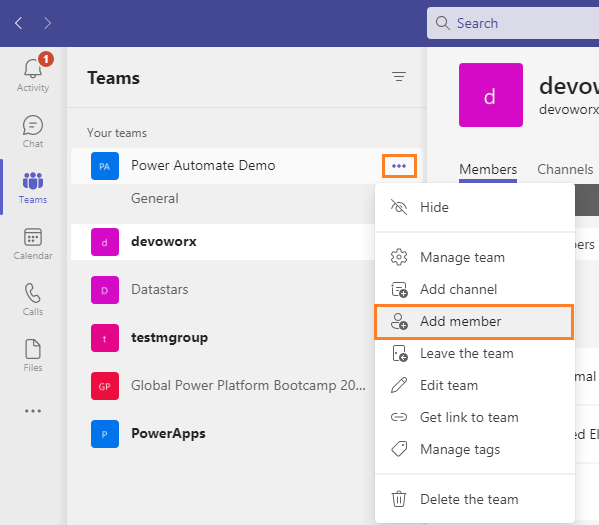 Add guest member to a team in Microsoft Teams
