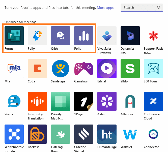 Apps used to create a poll in Microsoft Teams
