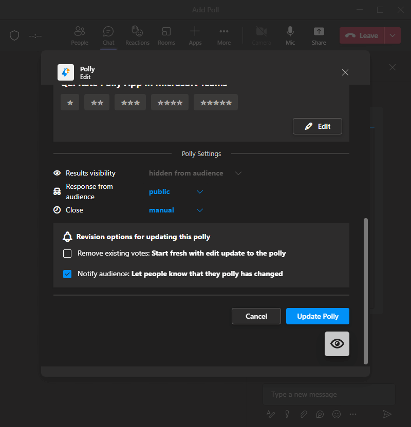 Edit a Polly survey in Microsoft Teams