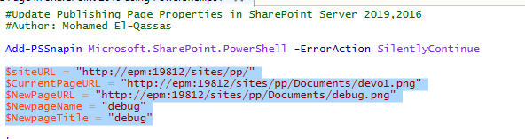 powershell script sharepoint 2019 variables