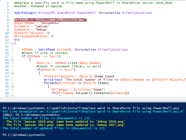 replace file name using Powershell in SharePoint 2019