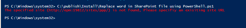 sharepoint site is not found powershell