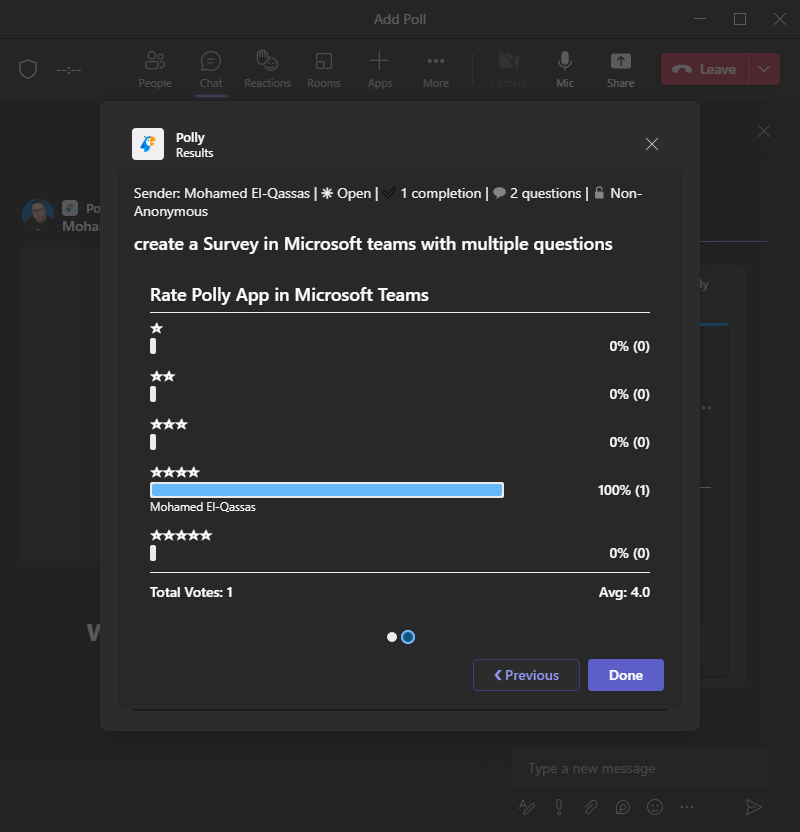 view survey result in Microsoft Teams