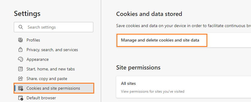 allow third party cookies in Microsoft Edge