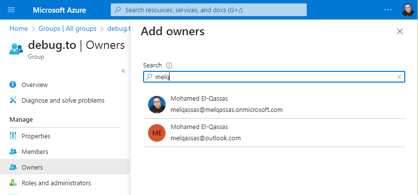 Add a group owner in Azure AD