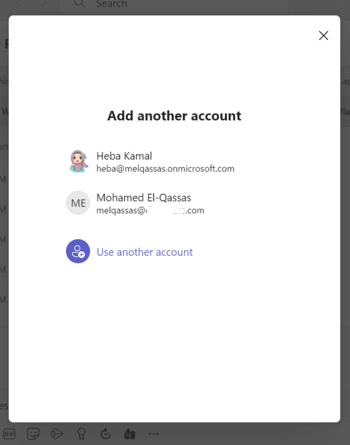 Add another accounts in new Microsoft Teams