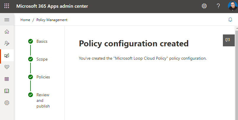 Create Microsoft Loop Policy configuration