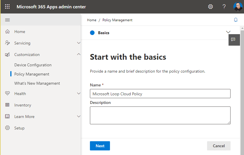 Create a cloud policy for Microsoft Loop