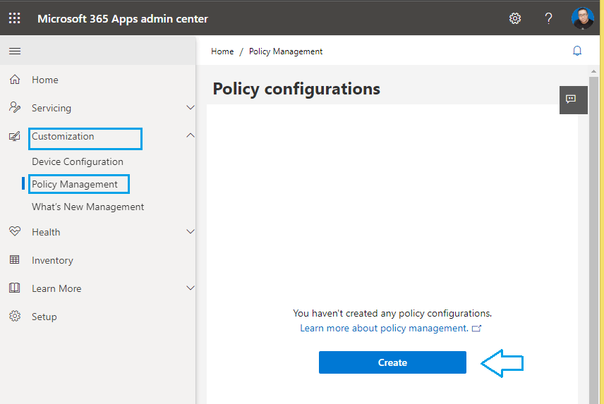 Create a cloud policy in Microsoft 365 Apps admin center
