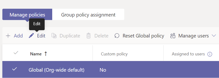 Manage Policies in Microsoft Teams