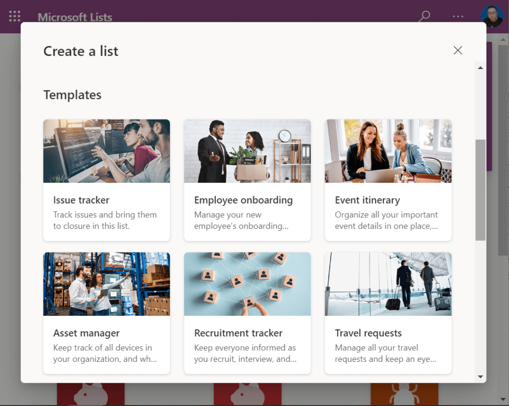 Microsoft Lists Templates in Microsoft 365