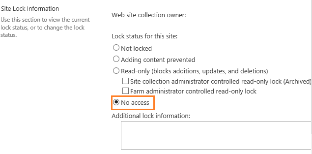 No access site collection SharePoint 2019