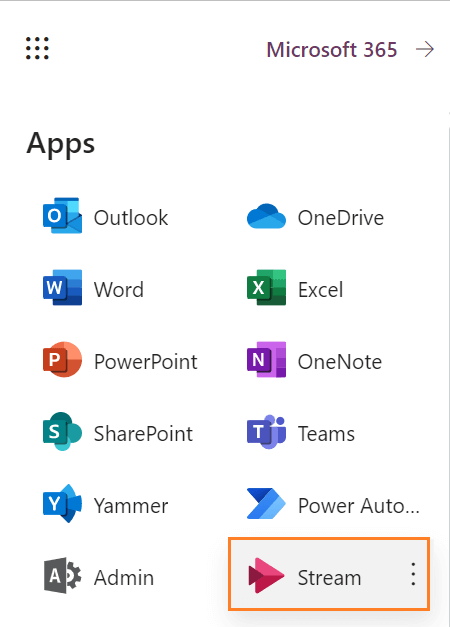 Open Microsoft 365 Stream