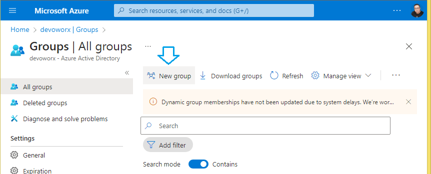 create Azure AD Group in Azure Portal