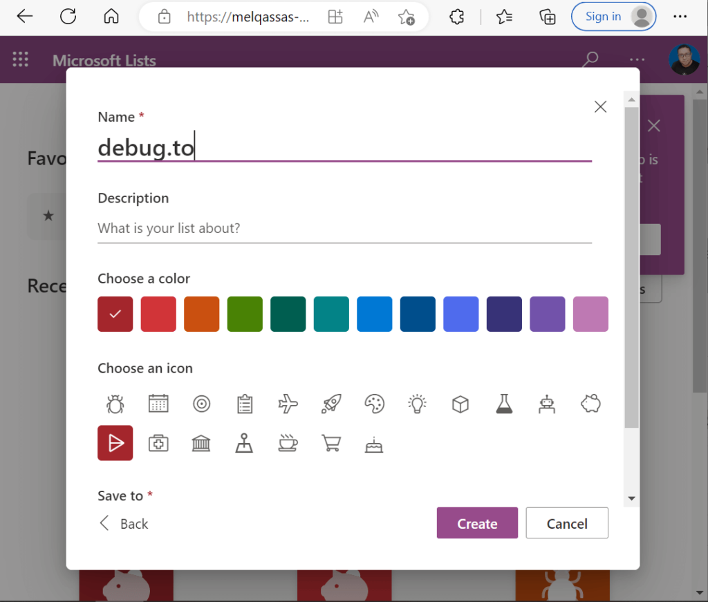 playlist name and color and icon in Microsoft Lists