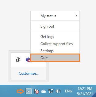 Quit Microsoft Teams