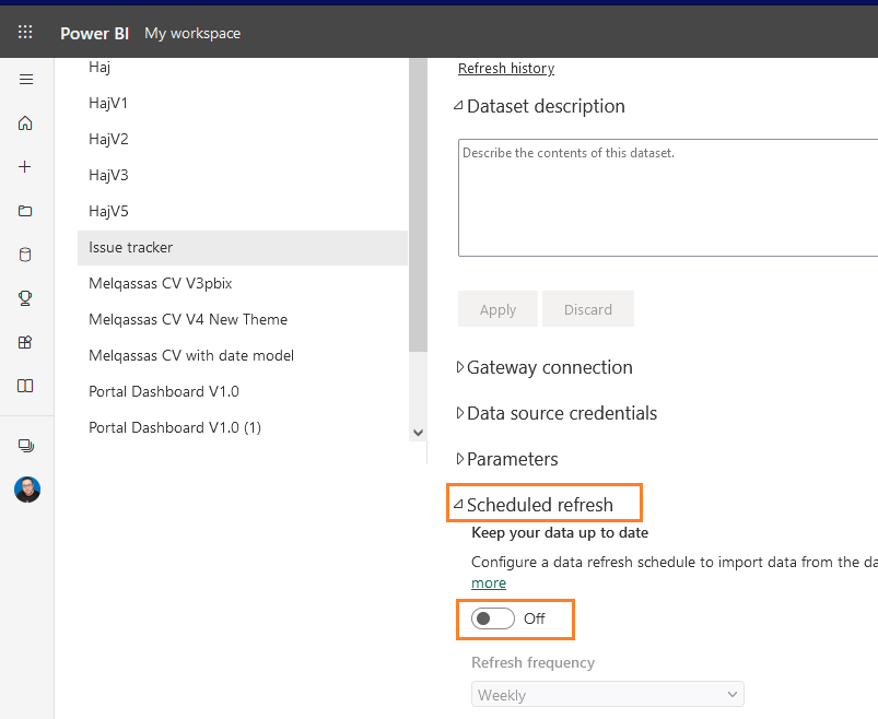 Dataset Schduled Refresh in Power BI