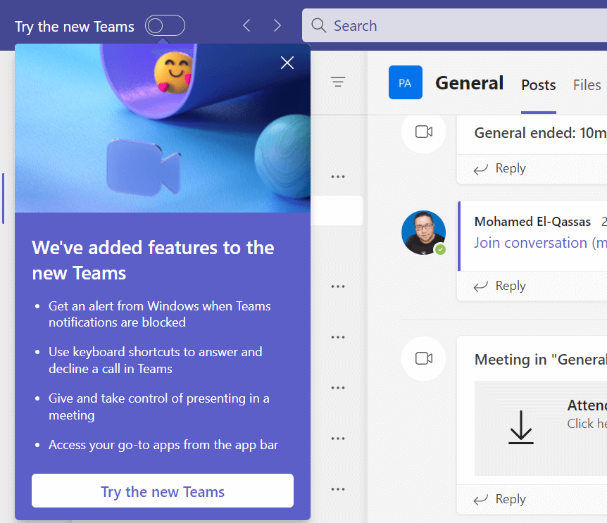 try the new Teams