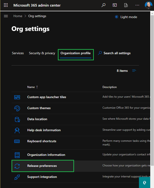 Organization Profile in Microsoft 365