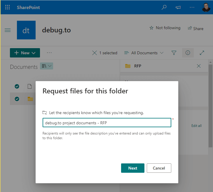 Request files for document library in SharePoint Online