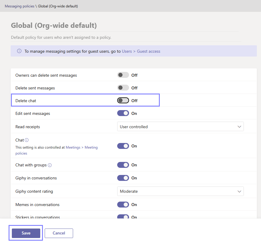 Prevent Users from Deleting Chat in Microsoft Teams