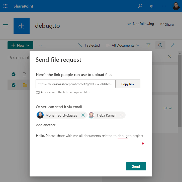 request files to specific users in SharePoint Online