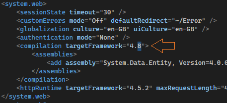 Change dot net Framework Target