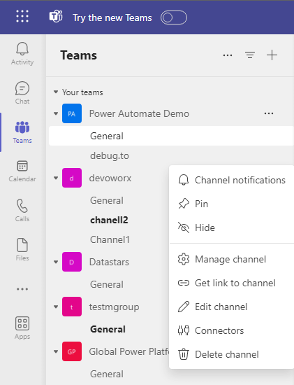 Missing Get Email Address in Microsoft Teams Channel