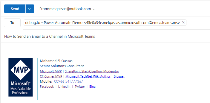 Send email to a channel in Microsoft Teams