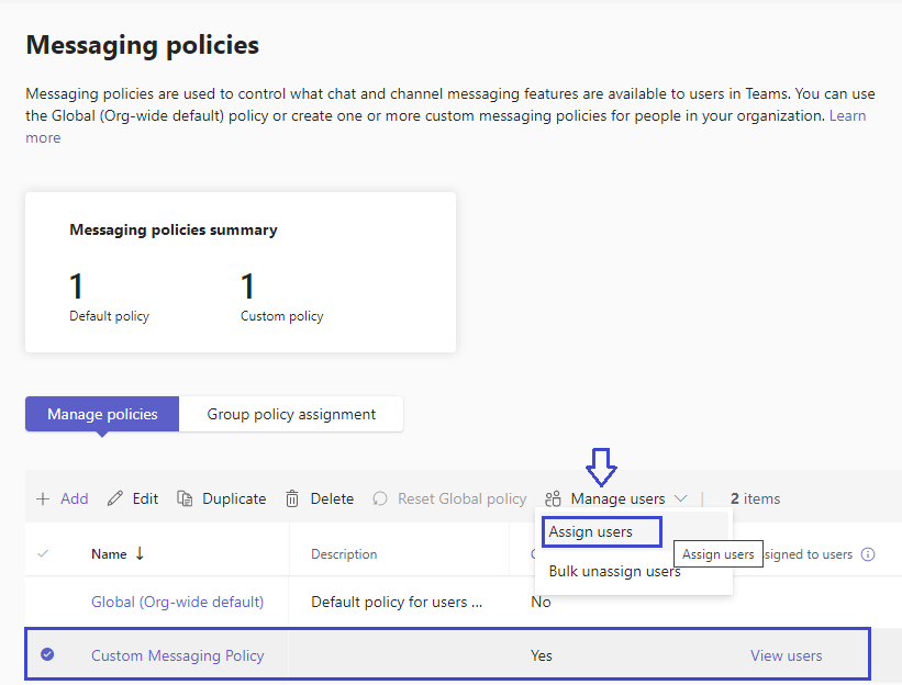 Custom Message Policy in Microsoft Teams