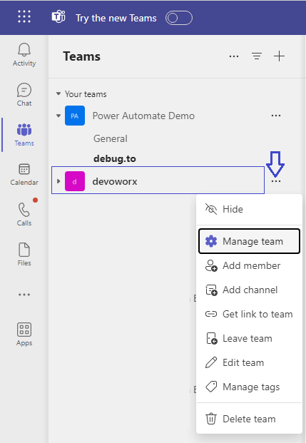 Manage Teams in Microsoft Teams Desktop