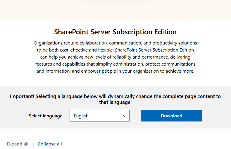 Downloading SharePoint Subscription Edition